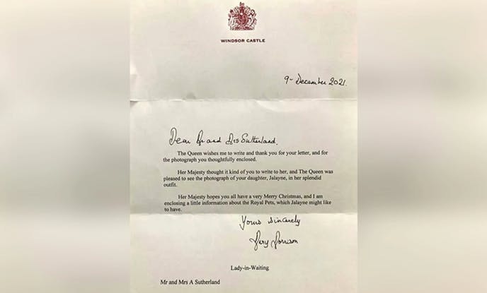 Brev fra Dronning Elizabeth