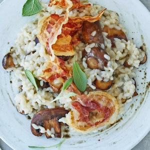 Risotto med svampe og pancetta