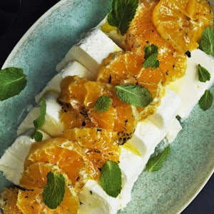 Vaniljeparfait med bagte klementiner og olivenolie