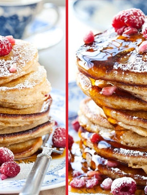 Amerikanske pandekager med vanilje og granatæblesirup