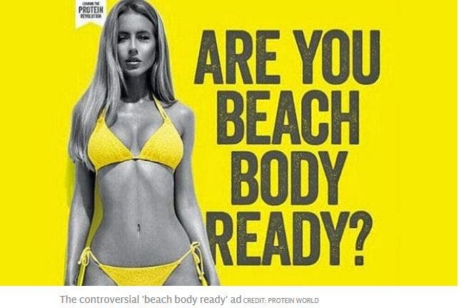 Protein World's kontroversielle kampagne om at være klar til stranden